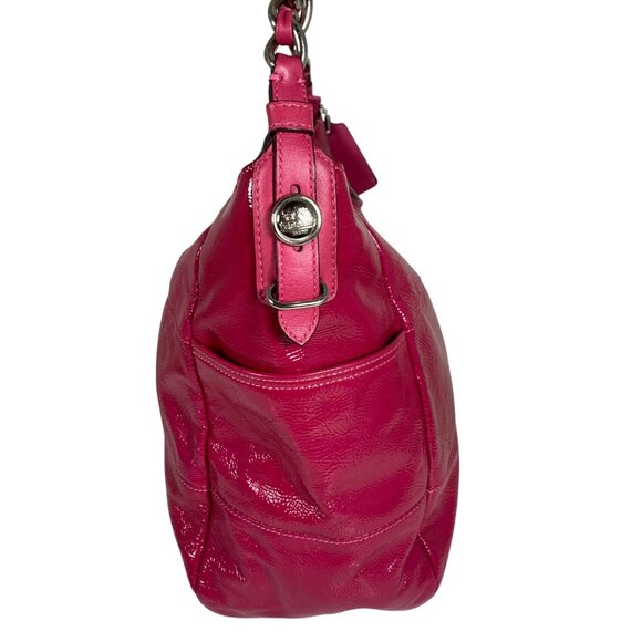COACH 2009 Tribeca Pink Patent Leather Shoulder Bag Handbag 14118 Chain Strap - Picture 6 of 15